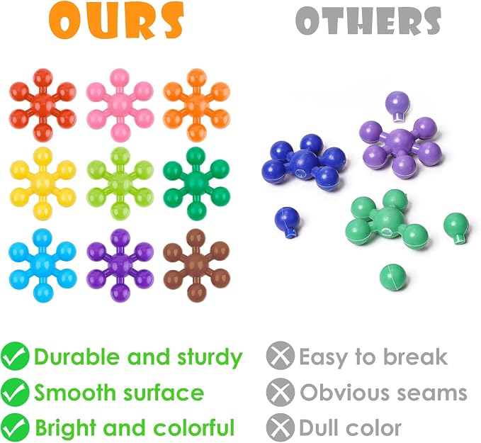 Building Blocks Educational Toy - 300PCS Snowflake Stem Construction Set for Kids 3+, Safe Non-Toxic Storage Case, Learning Gifts for Boys Girls, Multi-Color - Image 6