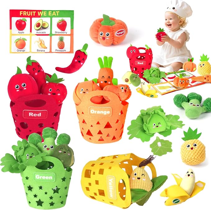 Baby Color Sorting Sensory Toys - Fruit Vegetable Play Food 1 Year Old Toys by wowohage