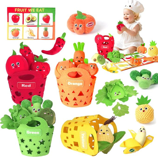 Baby Color Sorting Sensory Toys - Fruit Vegetable Play Food 1 Year Old Toys by wowohage