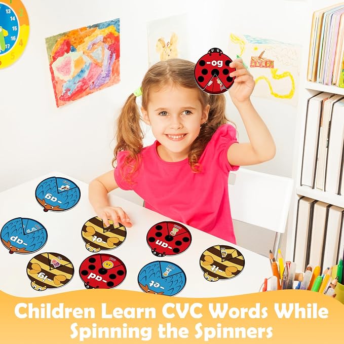 Kasfalci CVC Word Cards,CVC Word Games,Phonics Games,Speech Therapy Toys for Toddlers Kids,Learn to Read,Spelling Reading Learning Game,Kindergarten Preschool Learning Activities Educational Toy - Image 2