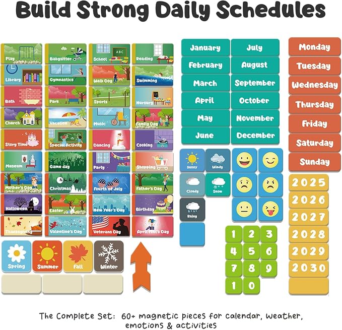 inamio Magnetic Kids Calendar for Learning - Classroom, Preschool Calendar for Kids and Toddlers - Days of the Week Chart - Today, Months and Weather - Image 6