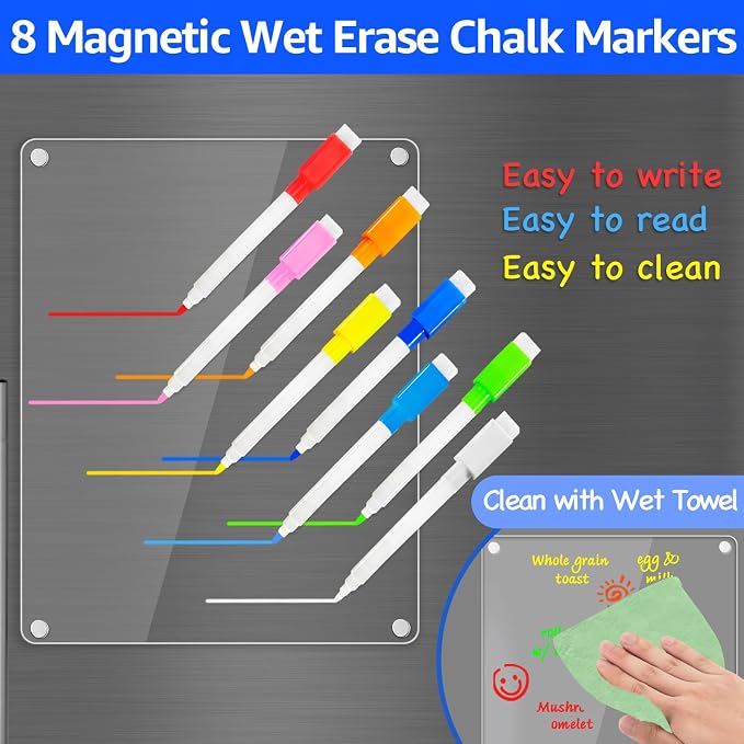 PigPotParty Acrylic Magnetic Whiteboard for Fridge, 12x9.5 Inch, 2 Pack - Image 3