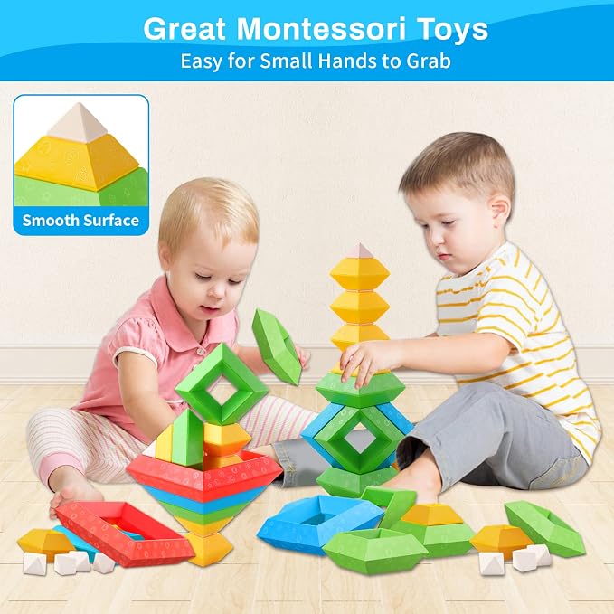 Hieoby Montessori Toys for Toddlers Boys Girls Preschool Learning Activities 30Pcs Building Blocks Stacking Educational Toys STEM Toddler Manipulatives Birthday Gifts Toddler Toys for 3 4 Year Old - Image 4