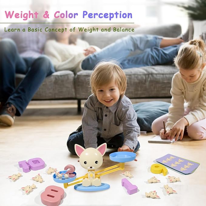 Puppy Balance Counting Toys, Cool Math Learning Games for Boys and Girls, Educational Number Toy Preschool Puppy Balance Counting Toy, Fun Children's Gift STEM Math Games Toys for Kids Age 3+(63 PCS) - Image 5