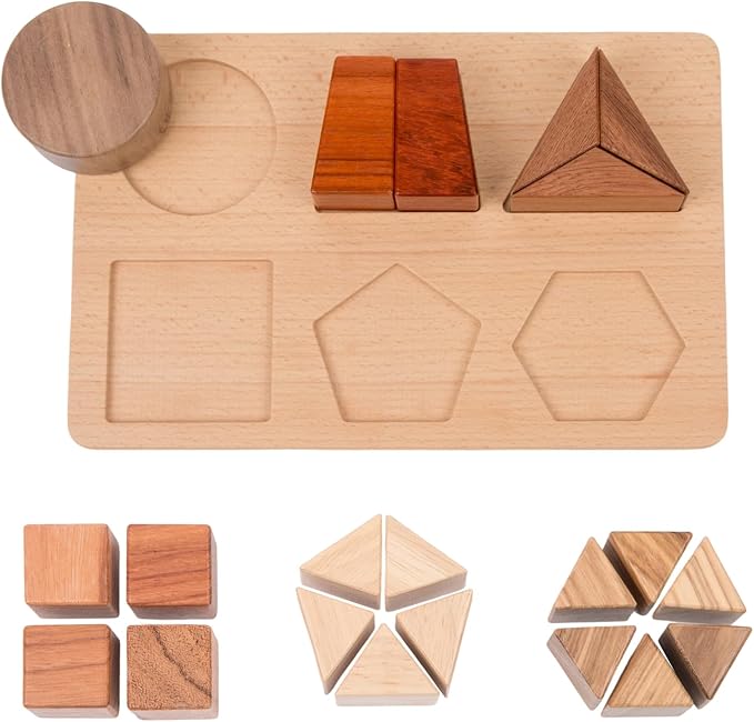 Montessori Wooden Fraction Puzzle Toy for Ages 3+,Fraction Manipulatives by YunHeXinQiaoToysFactory