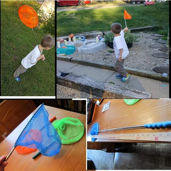 #1 M-jump 3 Pack Colored Telescopic Butterfly Nets - Great for Catching Insects Bugs Fishing - Outdoor Toy for Kids Playing - Extendable from 6.8" to 34"… - Image 3