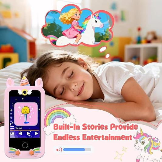 Kids Smart Phone for Girls, Christmas Birthday Gifts for Girls Age 3-10 Mini Toddler Cell Phone for Kids, Toddler Girl Learning Toy Phone with Dual Camera, Game, Music Player