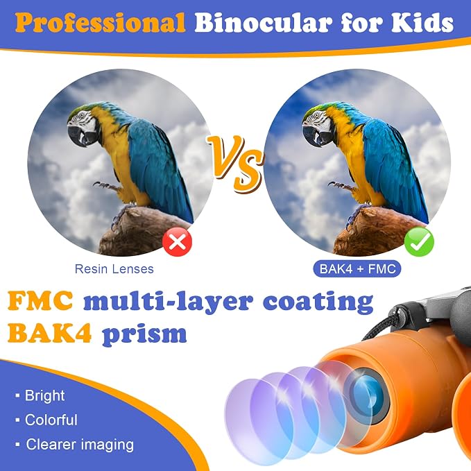 Real Binoculars for Kids Gifts for 3-12 Years Boys Girls 8x21 High-Resolution Optics Compact Toy Binocular for Bird Watching,Travel, Camping - Image 3
