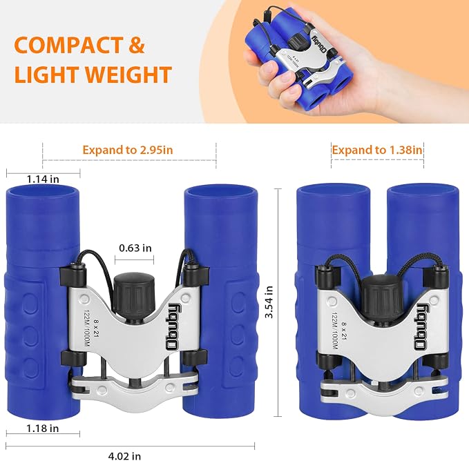 Real Binoculars for Kids Gifts for 3-12 Years Boys Girls 8x21 High-Resolution Optics Compact Toy Binocular for Bird Watching,Travel, Camping - Image 3