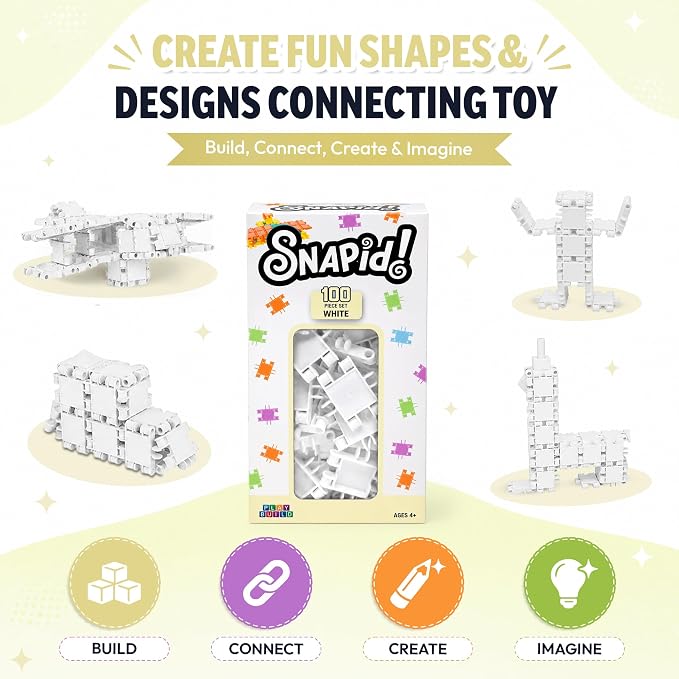 100 Piece White Snap Connecting Building Toy Set for Kids - Image 2