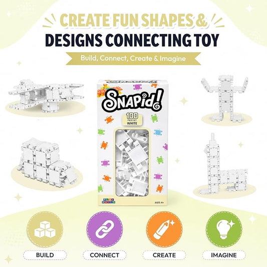 100 Piece White Snap Connecting Building Toy Set for Kids - Image 2
