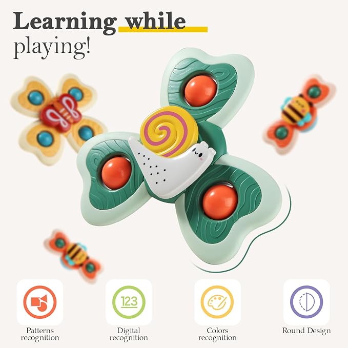 ALASOU Suction Cup Spinner Airplane Travel Toys for 1 Year Old Boy Girl - Image 4