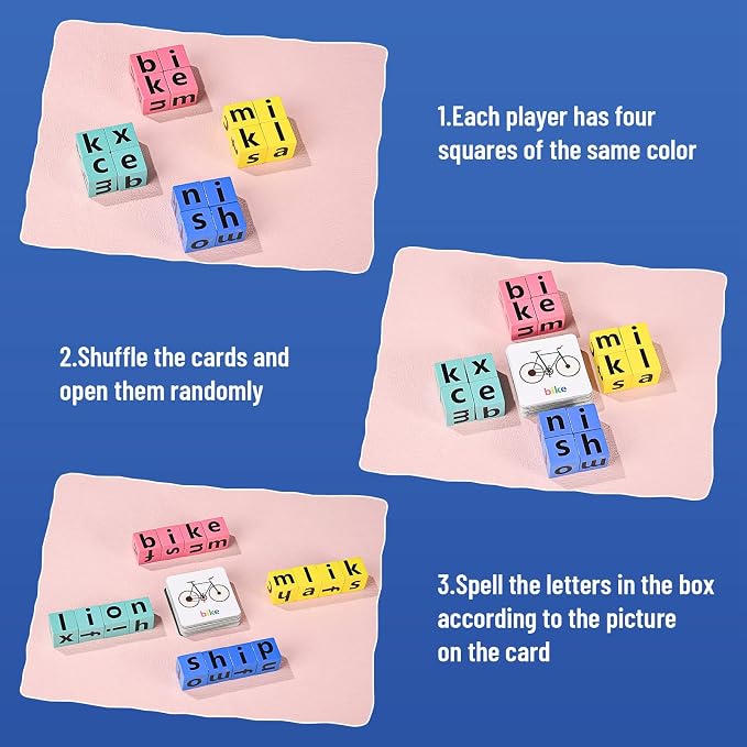 DragonflyDreams Wooden Blocks Spelling Game, Wooden Alphabet Puzzles Blocks - Image 3