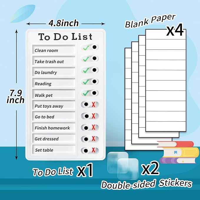 Chore Chart To Do List Adhd Tools for Kids and Adults Sliding Morning Routine Chart for Kids Detachable RV Checklist Board Reusable My Chores Checklist Task Board - Image 6