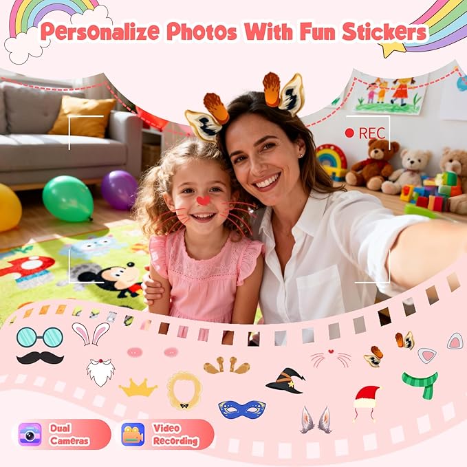 Kids Smart Phone for Girls, Christmas Birthday Gifts for Girls Age 3-10 Mini Toddler Cell Phone for Kids, Toddler Girl Learning Toy Phone with Dual Camera, Game, Music Player