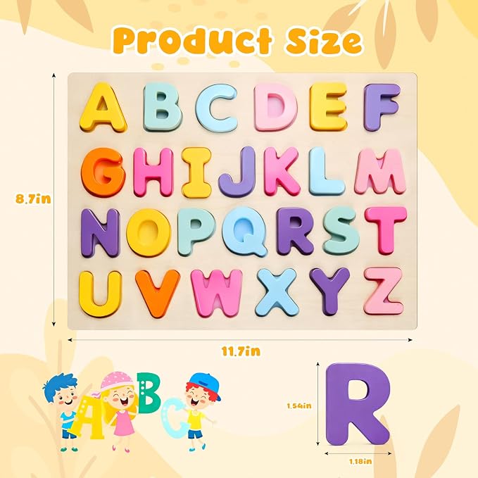 Alphabet Puzzles Wooden for Toddlers, ABC Montessori Toys - Image 2
