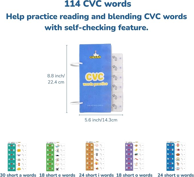 CHEFAN CVC Word Spelling Games, Phonics Flash Card Sight Word Games, Preschool Kindergarten Learning Activities, Montessori Educational Toy Gift for 3 4 5 6 Year Old Kids (Pack of 2) - Image 4