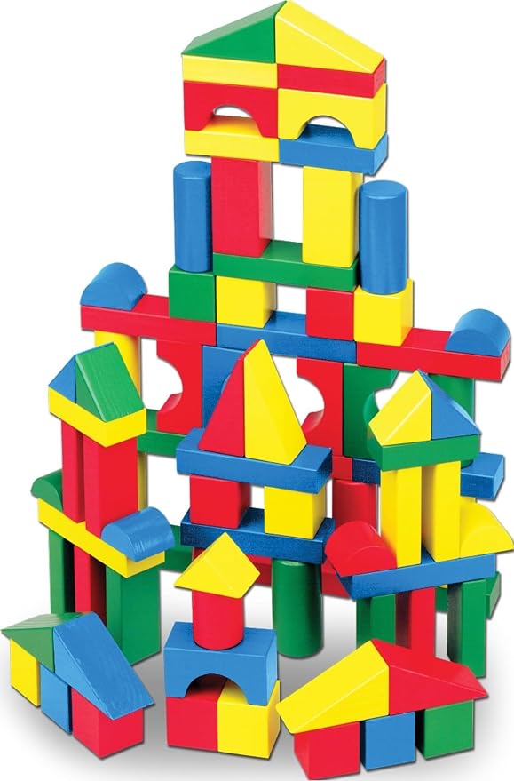 Melissa & Doug Wooden Building Blocks, 100-Piece Set of Sorting & Stacking Toys in 4 Colors and 9 Shapes, Classic Toddler Toys for Girls & Boys Ages 2+ - FSC Certified by Unknown