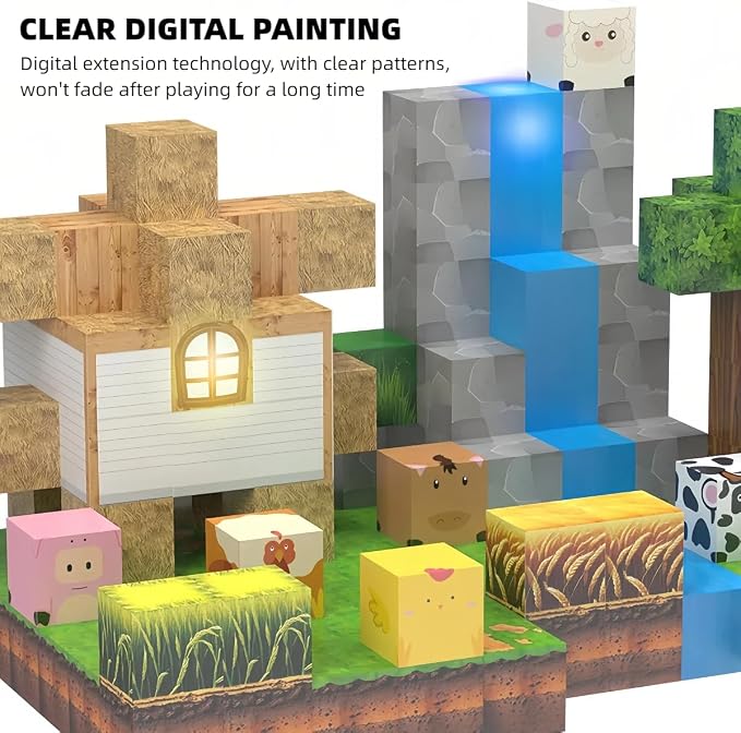 138 Pcs Magnetic Building Blocks, Enhance STEM Learning, Creative Play & Logical Thinking, Durable & Vibrant Color with Light Up Blocks, Ideal for Classroom & Screen-Free Entertainment (Forest Farm) - Image 5