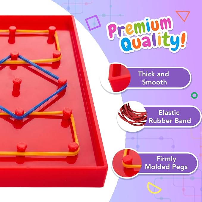 6 Pack Double-Sided Geoboard Math Preschool Classroom Manipulative for Kids - Image 5