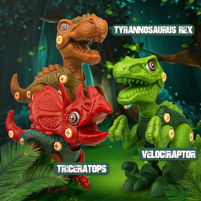 Sanlebi Take Apart Dinosaur Toys for 4 5 6 7 Year Old Boys Kids Building Toy Set with Electric Drill Construction Engineering Play Kit STEM Learning for Boys Girls Age 3 4 5 Year Old - Image 5