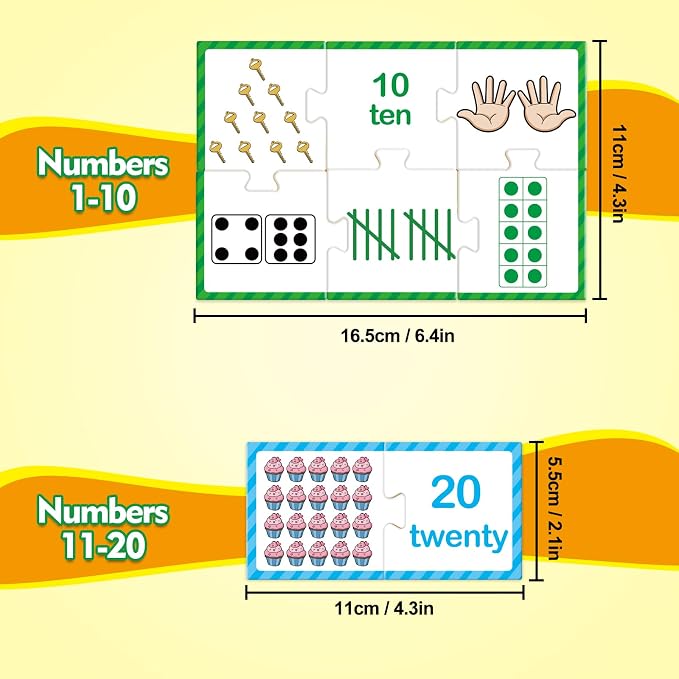 Kasfalci Number Puzzle Flash Cards, Back to School Supplies, 80 PCS Counting Math Flashcards for Kids Toddler, Matching Games, Preschool Kindergarten Activities Classroom Must Haves - Image 4