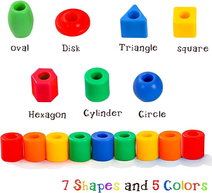 Lacing Beads for Toddlers (60 Stringing Beads,4 Strings) -Educational Montessori Preschool Activities,Toddler Sensory Occupational Therapy Toys Autism OT (with Storage Bag) - Image 3