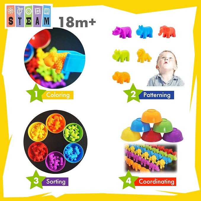 UNIQUE KIDS Counting Educational Learning Toy Set with Sorting Cups – Engaging Sensory Color Classification Training Game for Toddlers and Preschoolers Training Ages 3 and Up - Image 4