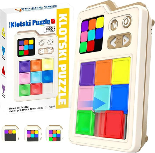 Electronic Brain Teaser Toy, Portable Handheld Educational STEM Toy, Super Sliding Puzzle Game. The Original Version Includes Over 1000 Challenges and 3 Modes. It is an Interesting Logic Puzzle Game.
