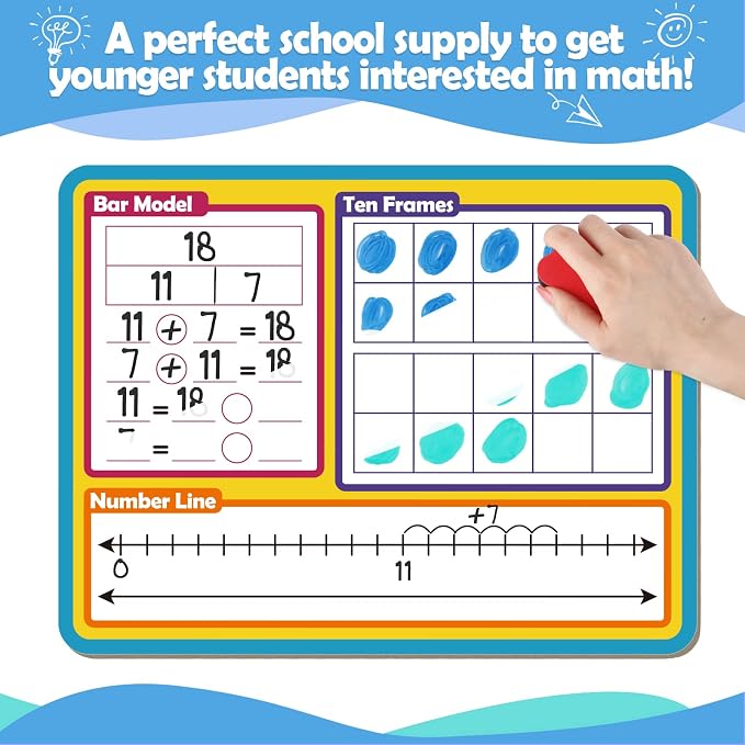 Dry Erase Number Line Whiteboard, 9" x 12" Double-Sided 120 Number Chart, Math Manipulatives White Board for Kids Students, Classroom and Home, Small White Board Dry Erase (Number Line) - Image 4