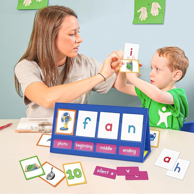 EAMAY CVC Word Building Desktop Pocket Chart Stand with Magnetic Write & Wipe Boards Tent & Cards Kit,Reading Spelling Phonics Games for Kids, Kindergarten Classroom Must Haves! - Image 7