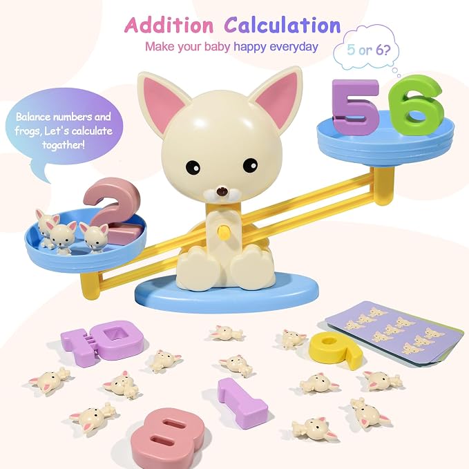 Puppy Balance Counting Toys, Cool Math Learning Games for Boys and Girls, Educational Number Toy Preschool Puppy Balance Counting Toy, Fun Children's Gift STEM Math Games Toys for Kids Age 3+(63 PCS) - Image 2