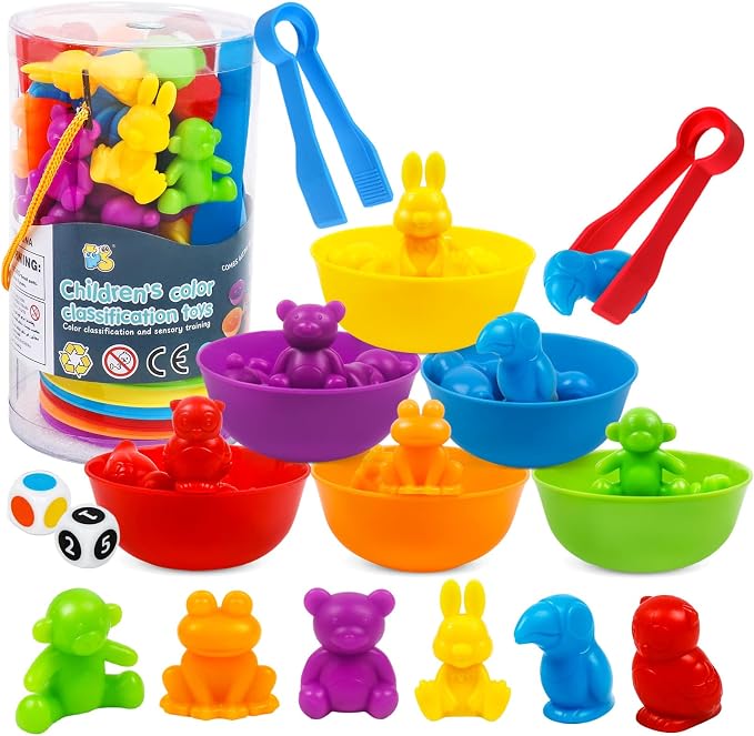 Counting Animal Matching Games Color Sorting Toys with Bowls Preschool Learning Activities for Math Educational Sensory Training Montessori Toy Easter Gifts for Toddlers Kids Boys Girls Ages 3 4 5 6 by USATDD