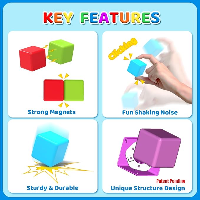 Magnetic Building Blocks Large, 1.65 inch Stacking Cubes for Toddlers - Image 3
