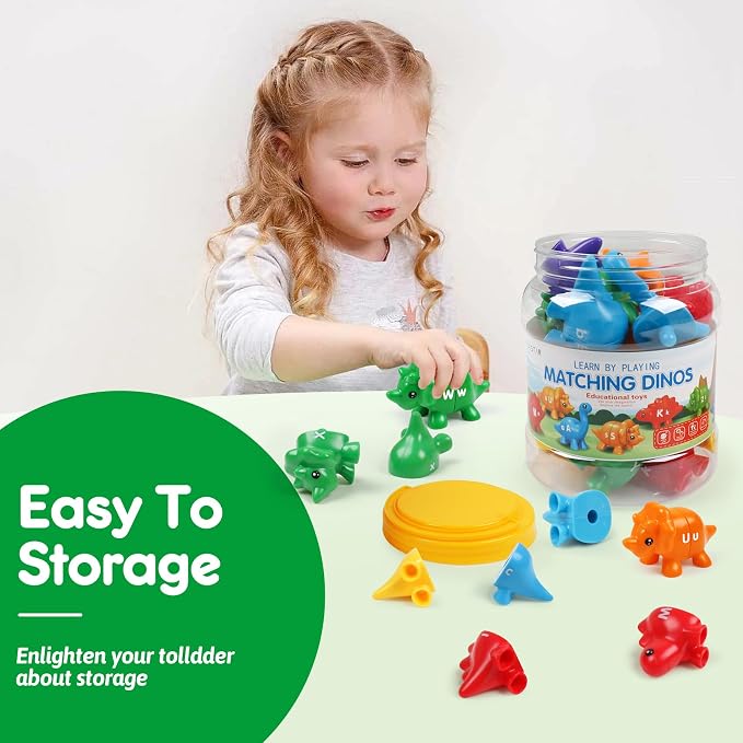 USATDD Matching Letters Dinosaur Toy, Double-Sided ABC Letters Dinosaur Match Game Preschool Fine Motor Toy with Uppercase Lowercase Alphabet, Educational Learning Toys for Toddlers Boys Girls - Image 6