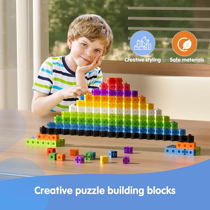 TOMMYHOME Math Linking Cubes with Box 301PCS, Preschool Math Manipulative, Kids Counting Blocks Play Set, Suitable for Learning Educational Supplies in Kindergarten. Great Gift for Boys & Girls (1) - Image 6