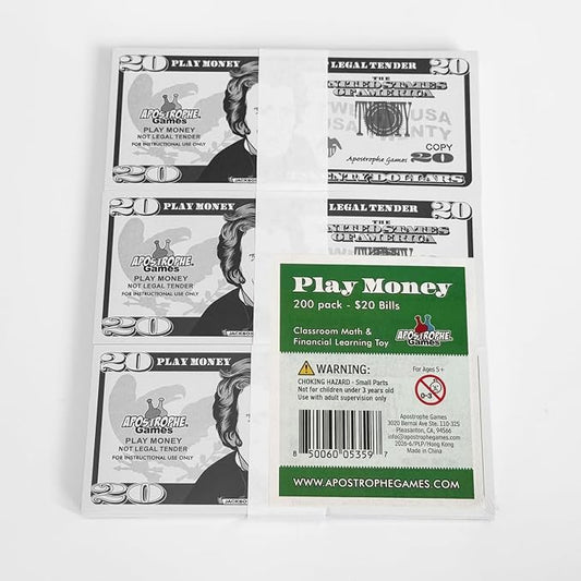 Play Money - 200Pcs $20 Bills Pretend Money for Kids, Banking Toy - Image 2