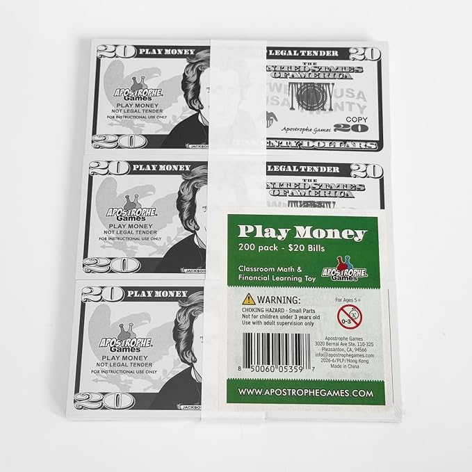 Play Money - 200Pcs $20 Bills Pretend Money for Kids, Banking Toy - Image 7
