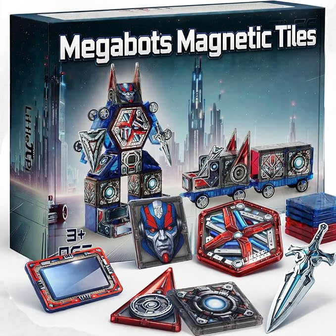 Little Pi Transformer Toys MegaBots Magnetic Tiles, Transforming Robot Toy by LittlePi