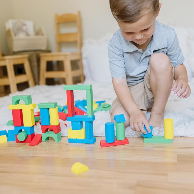 Melissa & Doug Wooden Building Blocks, 100-Piece Set of Sorting & Stacking Toys in 4 Colors and 9 Shapes, Classic Toddler Toys for Girls & Boys Ages 2+ - FSC Certified - Image 8