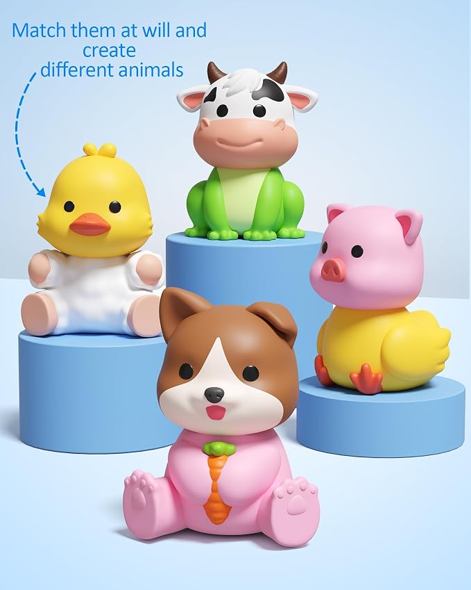 Coogam 10Pcs Farm Animal Matching Toys, Fine Motor Sorting Games for Kids Age 1-3, Montessori Learning Sensory Fidget Toy Gift for Baby Shower Bath Birthday - Image 3
