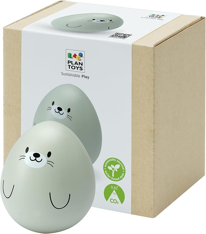PlanToys® Seal Wobbler Wooden Sensory Wobble Toy | Montessori Balance & Cause-and-Effect Activity for Coordination, Focus & Visual Development | Eco-Friendly Educational Toy
