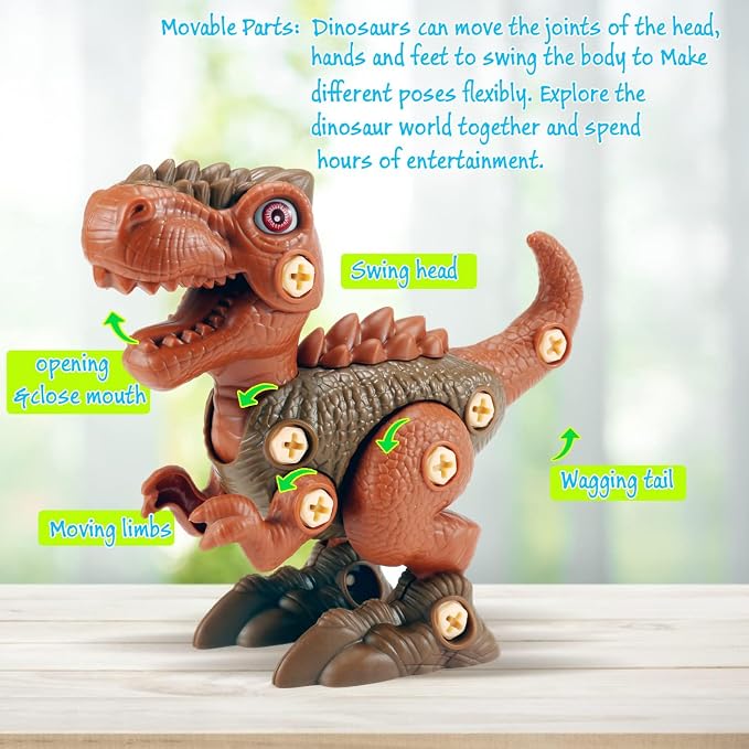 FREE TO FLY Dinosaur Toys Gifts for 3 4 5 6 7 8 Year Old Boys: Stem Dinosaur Toy for Kids 3-5 Building Learning Eductional Take Apart Dino Toys with Electric Drill Birthday - Image 6