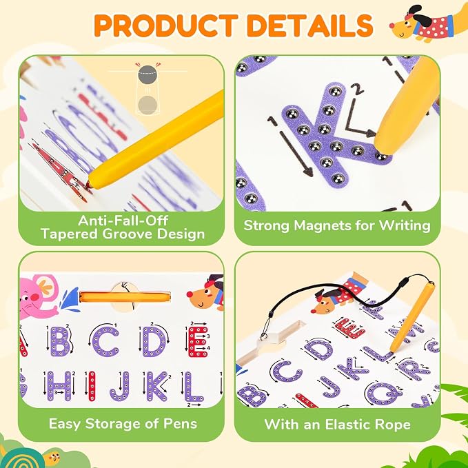 JoyCat Magnetic Animal Letter Tracing Board, Double-Sided ABC Writing Toy - Image 7