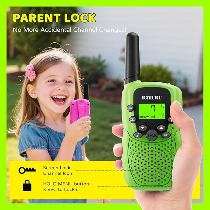 BATURU Walkie Talkies for Kids 3 Miles Long Range, Battery-Saving Walkie Talkie with Clear Sound, 22 Channels Kids Walkie Talkies 3 Pack, Stocking Stuffers for Girls Boys Age 5-10