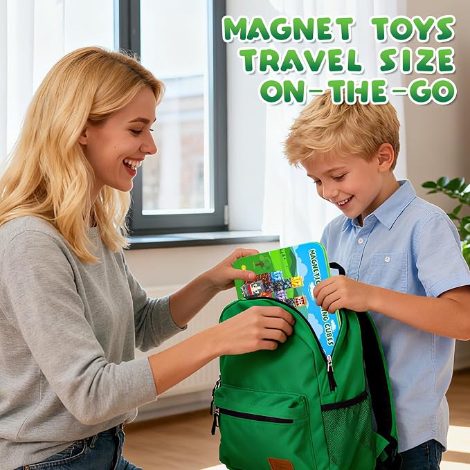 Axirata 60PCS Mini Magnetic Blocks Travel Set for Kids, Mini Magnetic Tiles Building Cubes with Portable Iron Box, STEM Learning Sensory Toy for Toddler Boys Girls Age 3-5 4-8 8-12+ - Image 2