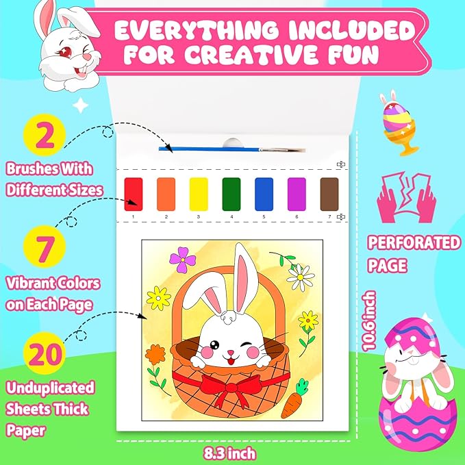 Paint with Water Coloring Books for Kids Toddlers 1-3 Mess Free Watercolor Painting Book Kits Arts and Crafts for Kids 2-4 4-6 Travel Activities Birthday Christmas Stocking Stuffers Toy Gift (Easter)