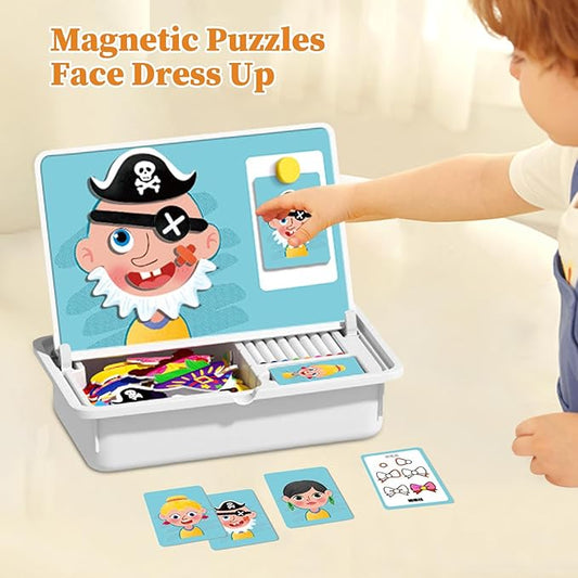 Magnetic Puzzle – 25x8x33cm | Magnetic Puzzles Face Dress Up Travel Game| Ma-gnetic Dress-Up Puzzles Jigsaw Puzzle Drawing Board | Educational Learning Toy for Toddler Kids Ages 3–6