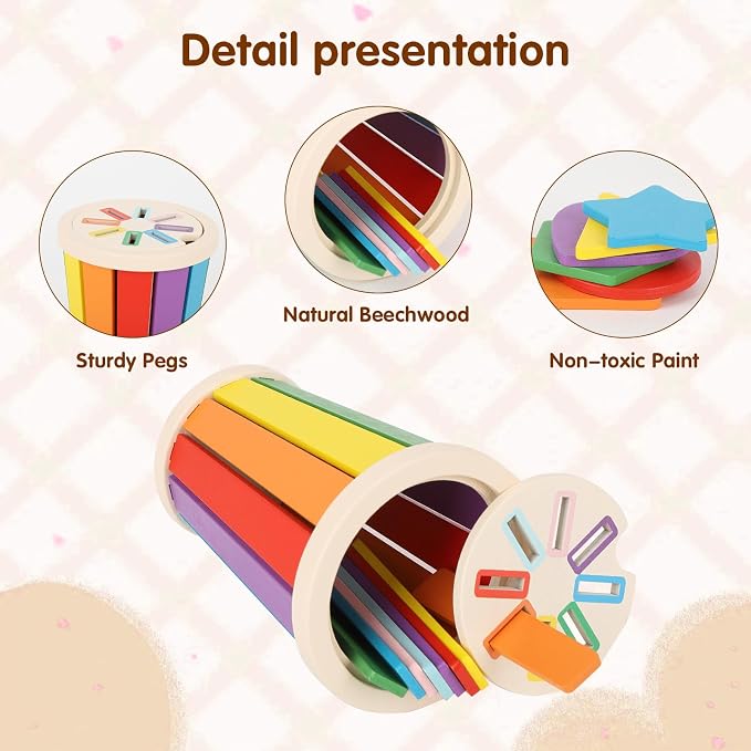 nunukuids Montessori Toys for 1+ Wooden Color Sorting Toys for Toddlers 1-3 Year Old Toddlers Fine Motor Skills Development Color Sorting Fun - Image 4