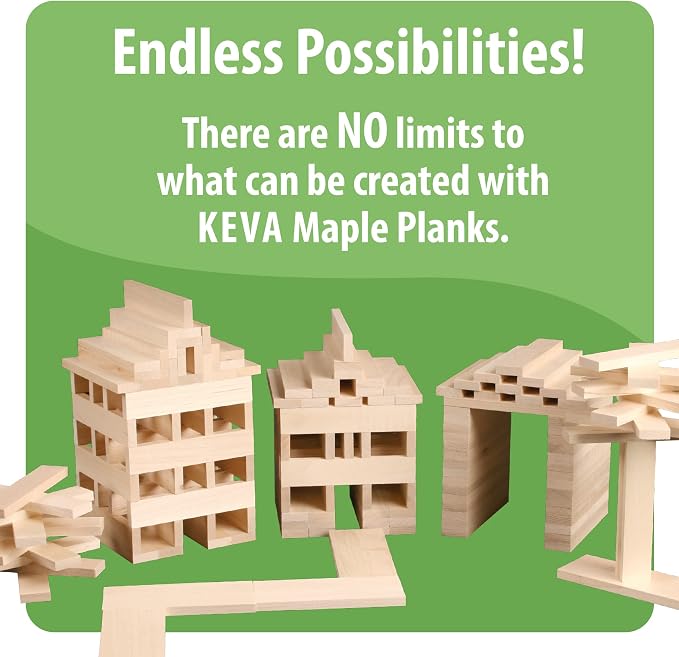 MindWare KEVA Maple 200 Plank Wooden Building Blocks Set - Free-Form 3D Structure Building Set for Kids - Image 8